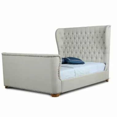Manhattan Comfort Lola Ivory Full and Queen Bed Side Angle