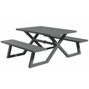 Vivere Banquet Deluxe 5ft Aluminum Picnic Table - Charcoal