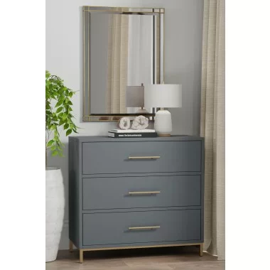Alpine Furniture Madelyn Three Drawer Small Chest, Slate Gray - Lifestyle