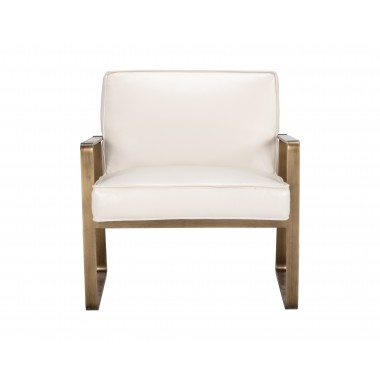 Sunpan Kristoffer Lounge Chair - Vintage Vanilla Leather - Front Angle