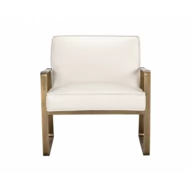 Sunpan Kristoffer Lounge Chair - Vintage Vanilla Leather - Front Angle