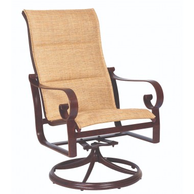 Woodard Belden Padded Sling High Back Swivel Rocker - Angled