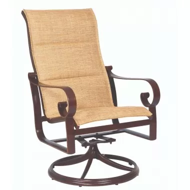 Woodard Belden Padded Sling High Back Swivel Rocker - Angled