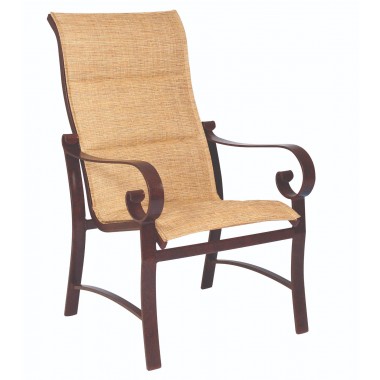Woodard Belden Padded Sling High Back Dining Arm Chair