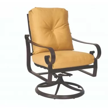 Woodard Belden Swivel Rocking Dining Arm Chair - aNGLED