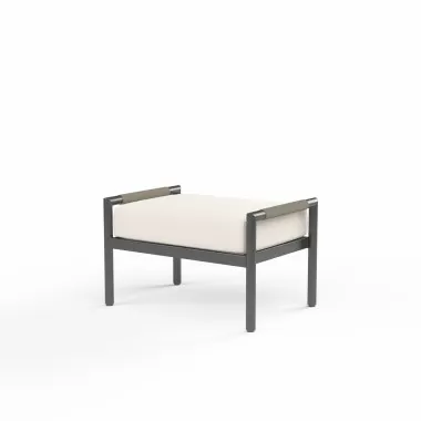 Pietra Ottoman in Echo Ash, No Welt - Front Side Angle
