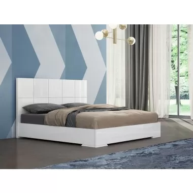 Whiteline Modern Living Anna Bed King With Headboard In High Gloss White - Lifestyle
