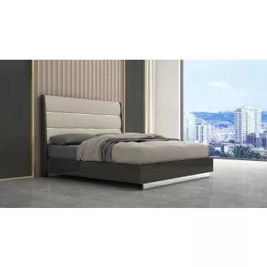 Whiteline Modern Living Pino Bed King In High Gloss Dark Grey Angley - Lifestyle 2