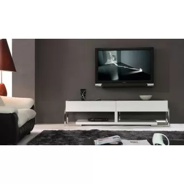 Agent TV Stand - Black Glass Top Front
