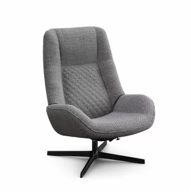 Kebe Bordeaux Chair With Footrest in Gray Yeti Fabric