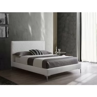 Whiteline Modern Living Liz Queen Bed In Fully Upholstered White - Lifestyle