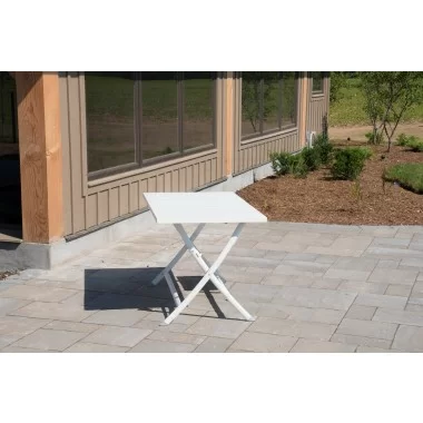Vivere Brunch Aluminum Folding Table (White)  Actual