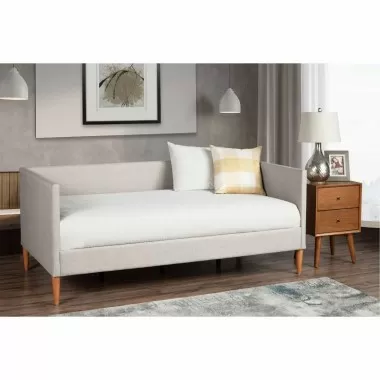 Britney Twin Day Bed in Light Grey Linen - Lifestyle