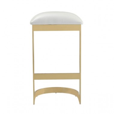 Manhattan Comfort Aura 28.54 in. White and Polished Brass Stainless Steel Bar Stool Back