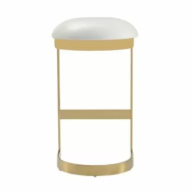 Manhattan Comfort Aura 28.54 in. White and Polished Brass Stainless Steel Bar Stool Front