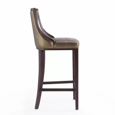 Manhattan Comfort Fifth Avenue 45 in. Bronze and Walnut Beech Wood Bar Stool Side
