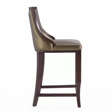 Manhattan Comfort Emperor 41 in. Bronze and Walnut Beech Wood Bar Stool Side