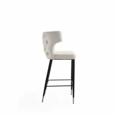 Manhattan Comfort Holguin 41.34 in. Cream, Black and Gold Wooden Barstool Side