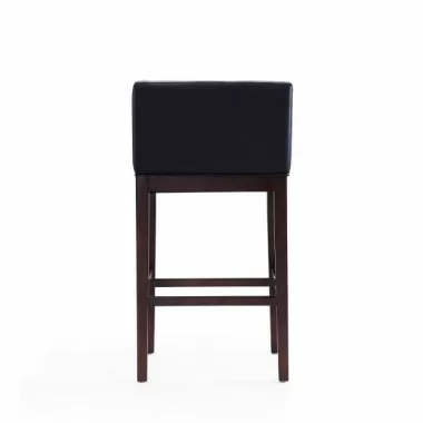 Manhattan Comfort Kingsley 38 in. Black and Dark Walnut Beech Wood Barstool Back
