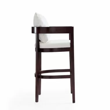 Manhattan Comfort Ritz 38 in. Ivory and Dark Walnut Beech Wood Barstool Side