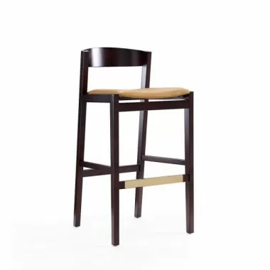 Manhattan Comfort Klismos 40.75 in. Camel and Dark Walnut Beech Wood Barstool 
