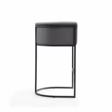 Manhattan Comfort Cosmopolitan 37.8 in. Grey and Black Metal Barstool Side