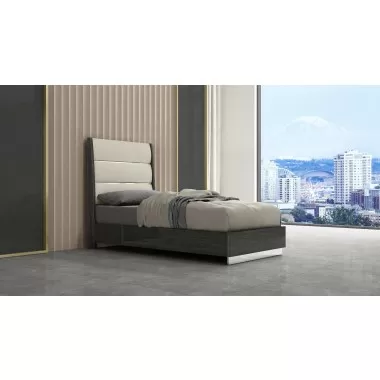 Whiteline Modern Living Pino Bed Twin In High Gloss Dark Grey Angley - Lifestyle