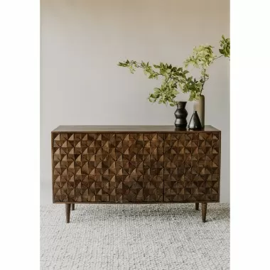 Moe's Home Collection Pablo 3-Door Sideboard - Brown -Lifestyle
