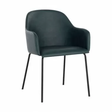 Sunpan Hensley Dining Armchair in Dark Teal - Front Side Angle