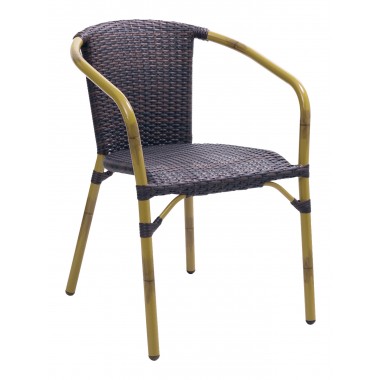 Aluminum Arm Chair W/ PVC Strap Back - CAPTIVA ARMCHAIR - Anthracite Black