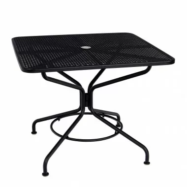 Woodard Café Series Textured Black + Plus 36" Square Dining/Umbrella Table