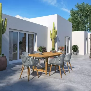 International Home Miami Amazonia 7-Piece Oval Extendable Patio Dining Set - Lifestyle