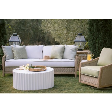 Sunset West Cambria Swivel Club Chair in Canvas Canvas w/ Self Welt
