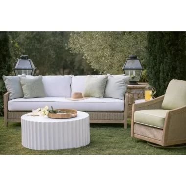 Sunset West Cambria Swivel Club Chair in Canvas Canvas w/ Self Welt