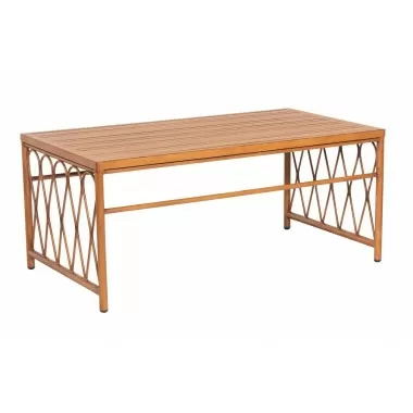 Woodard Cane Coffee Table with Slatted Top - Angled