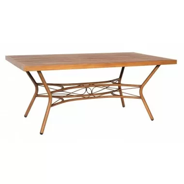 Woodard Rectangular Slatted Top Umbrella Dining Table