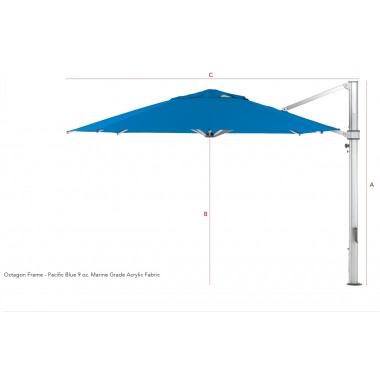 10' Square Cantilever Umbrella - 9 oz Marine Grade Acrylic