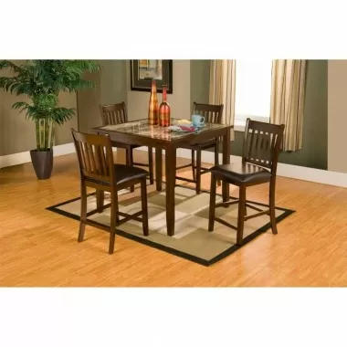 Capitola Faux Marble 5 Piece Pub Set, Espresso - Lifestyle