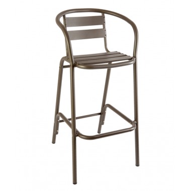 Capri Arm Barstool - Powder Coated Aluminum - Bronze/Soft Gray
