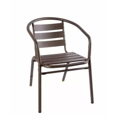 Capri Stacking Armchair - Powder Coated Aluminum - Bronze Gray