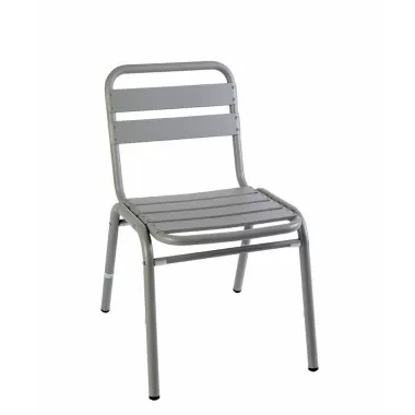 Capri Stacking Side Chair - Powder Coated Aluminum - Soft Gray