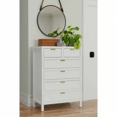 Carmel 6 Drawer Chest in White - Lifestyle