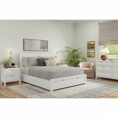 Carmel Queen Storage Bed, White - Lifestyle