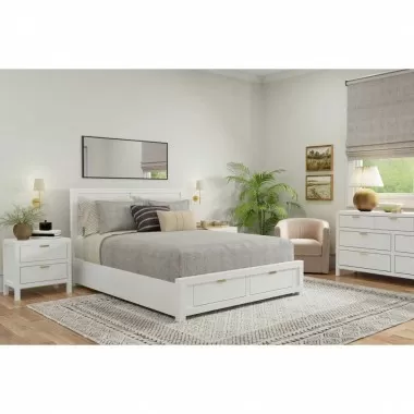 Carmel Eastern King Storage Bed, White - Lifestyle