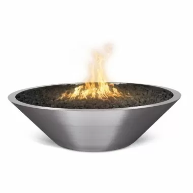 The Outdoor Plus Cazo 48" SS Narrow Ledge Fire Pit - Match Lit