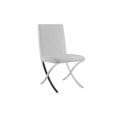 Casabianca LOFT Dining Chair In White Pu-leather With Stainless Steel Base - Single