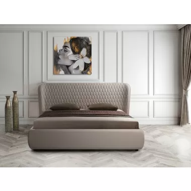 Casabianca Home AGOURA King Size Bed In Taupe Pu With Storage - Lifestyle