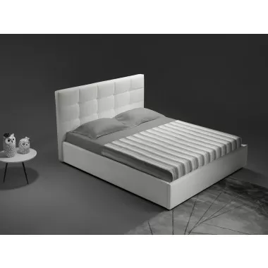Casabianca MARIO Full Size Bed In White Pu-leather Tufted Headboard With Storage - Lifestyle