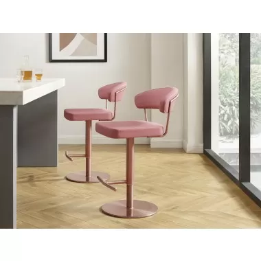Casabianca FAIRMONT Bar Stool With Brushed Stainless Steel Base in Dusty Pink - Lifestyle