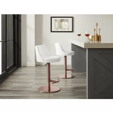 Casabianca ELEMENT Element Bar Stool In White and Rose Gold Stainless Steel Base - Lifestyle